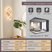 Wall-mounted light fixture with product information panel in a home setting