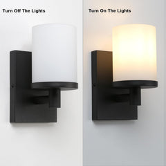 Wall sconce before and after turning on the lights on a white background