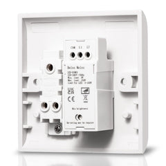 White electrical switch or relay module on a white background