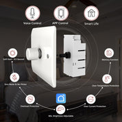 White electrical switch with features highlighted on a dark background