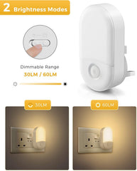 White night light with dimmable range and two modes of illumination on a white background