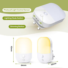 White night light with labeled features and dimensions on a white background
