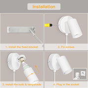 White plug-in wall spotlight

