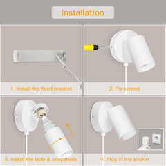 White plug-in wall spotlight

