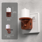 Wooden night light with dimensions on a gray background