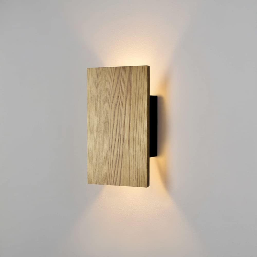 Wooden wall light fixture on a gray background