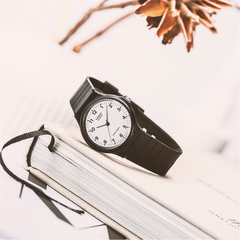 Men’s MQ24-7B2 Analog Quartz Watch with Black Resin Band and White Dial