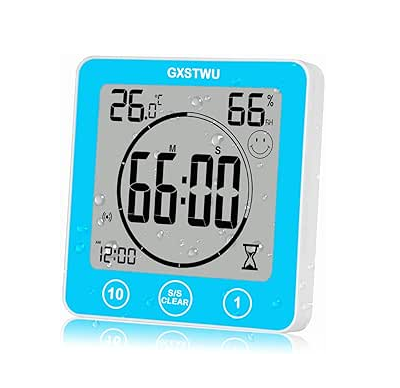 Waterproof Digital Timer & Clock – Bathroom/Kitchen, Thermometer, Hygrometer, Multi-Use