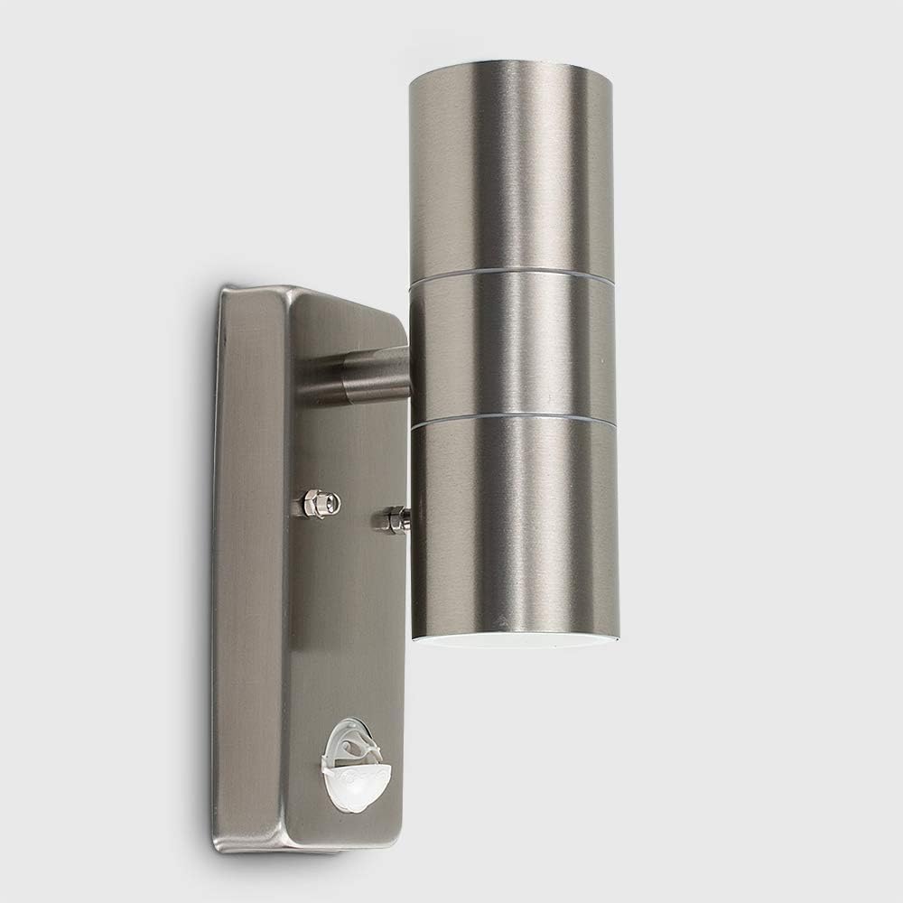Modern Stainless Steel Up/Down Wall Light with PIR Motion Sensor – Outdoor Security Light, GU10 Base | Home Décor & Improvement Essential
