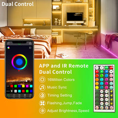 20M LED Strip Lights RGB Music Sync Color Changing, LED Lights with Smart App Control Remote, Lights for Bedroom