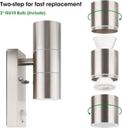Modern Stainless Steel Up/Down Wall Light with PIR Motion Sensor – Outdoor Security Light, GU10 Base | Home Décor & Improvement Essential