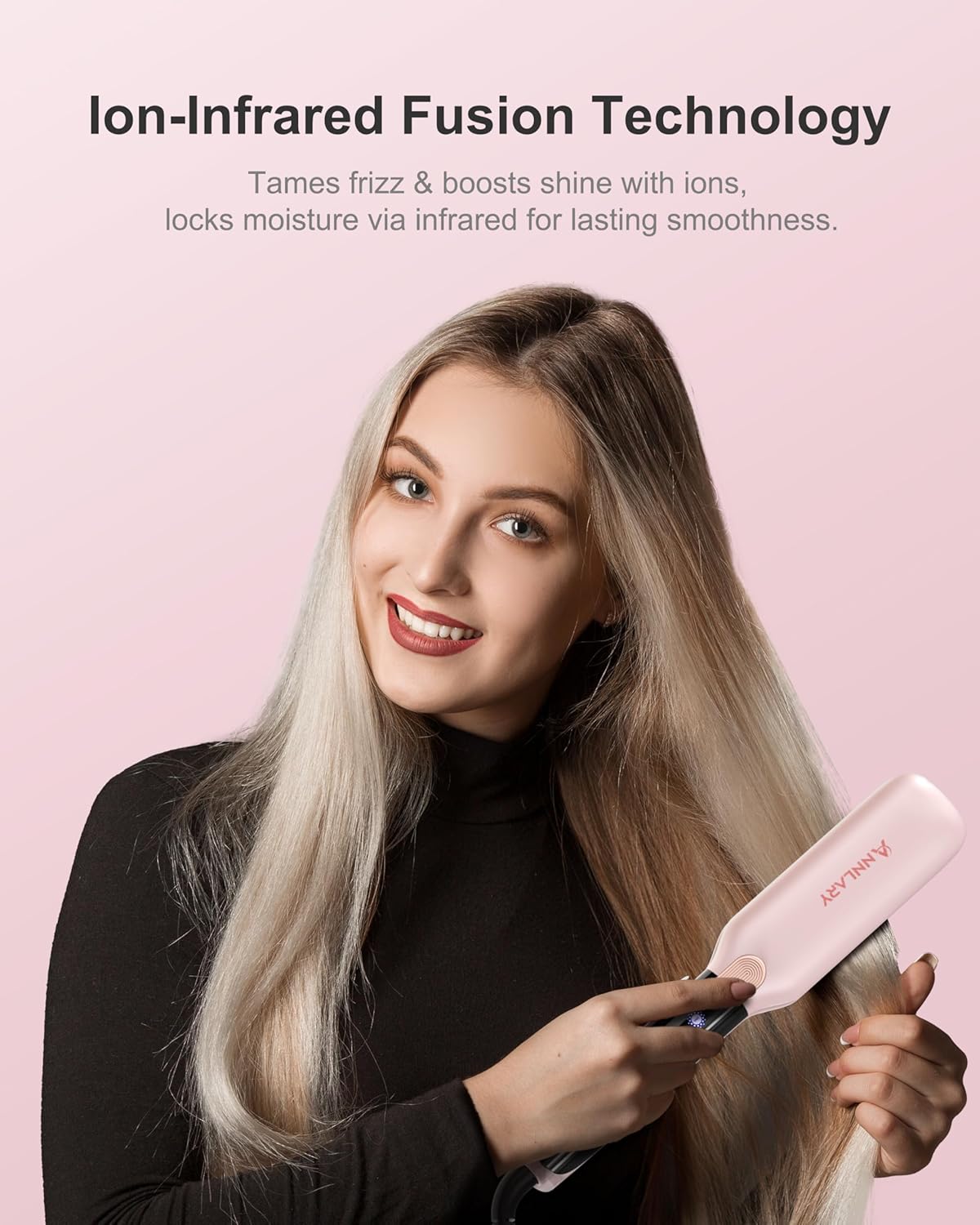 Infrared Ionic Hair Straightener – 1.75” Ceramic Flat Iron with Vibration & LCD Control