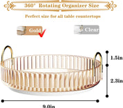 360° Rotating Makeup Organizer – Large Capacity Cosmetic & Vanity Storage (Gold)