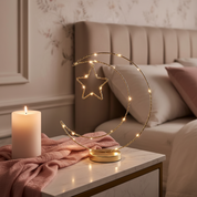 Gold Moon & Star Ramadan Table Light – 20 Warm White LED Battery Operated Decoration with Timer