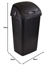 Sterling Ventures 60L Premium Plastic Swing Bin – Black Kitchen & Home Waste Bin