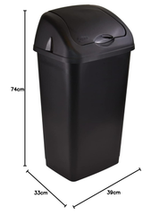 Sterling Ventures 60L Premium Plastic Swing Bin – Black Kitchen & Home Waste Bin