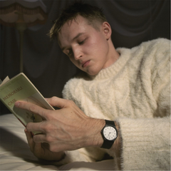 Men’s MQ24-7B2 Analog Quartz Watch with Black Resin Band and White Dial