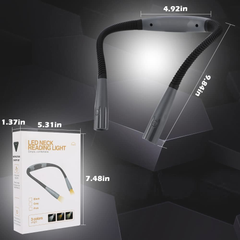 Neck Reading Light, Lights For Reading In Bed At Night, Rechargeable Light Up To 80+ Hrs, 3 Colors & 6 Brightness Levels