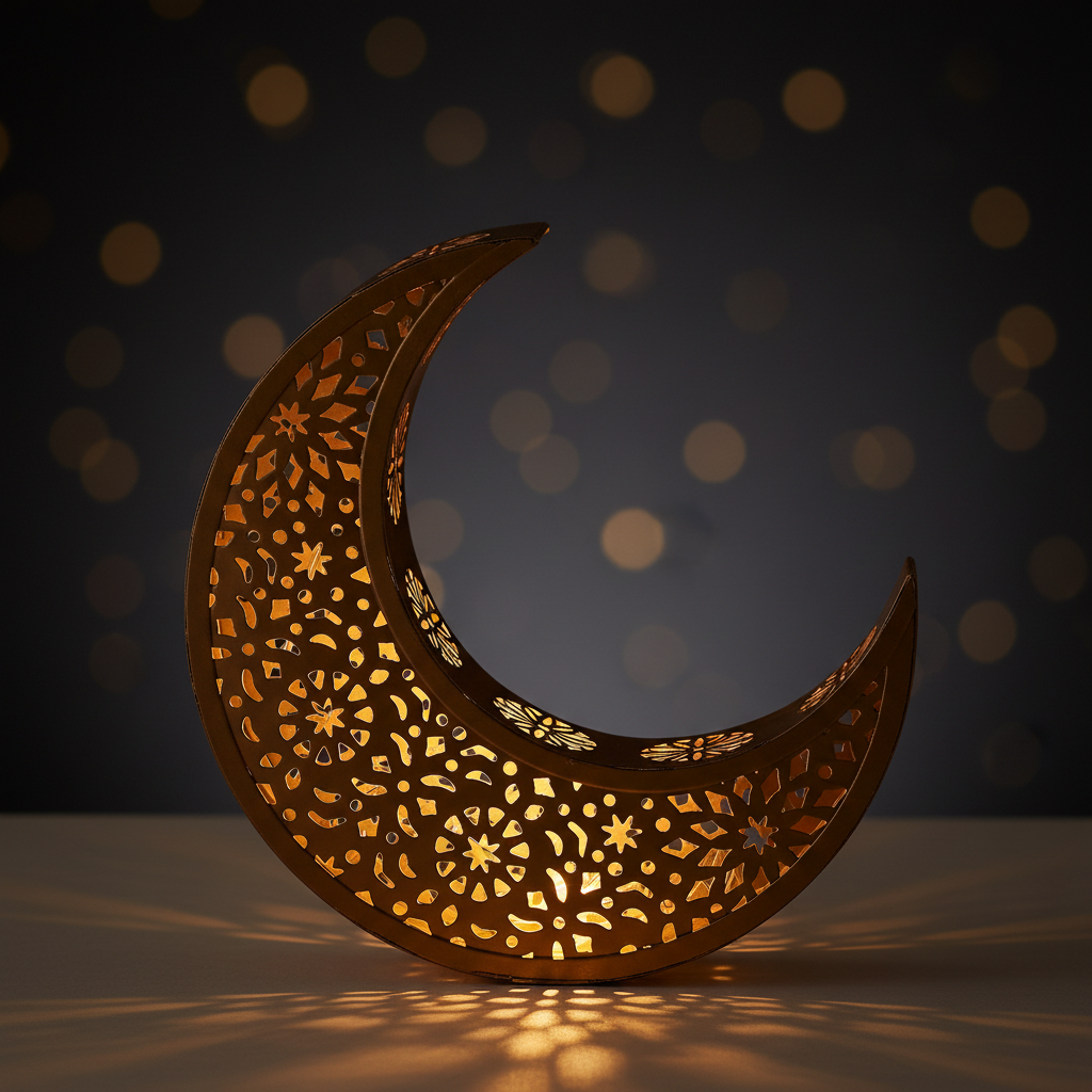 Ramadan Moon Light Table Centrepiece – 30 Warm White LED Battery Operated Decoration with Timer