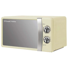 cream, Russell Hobbs microwave oven on a white background