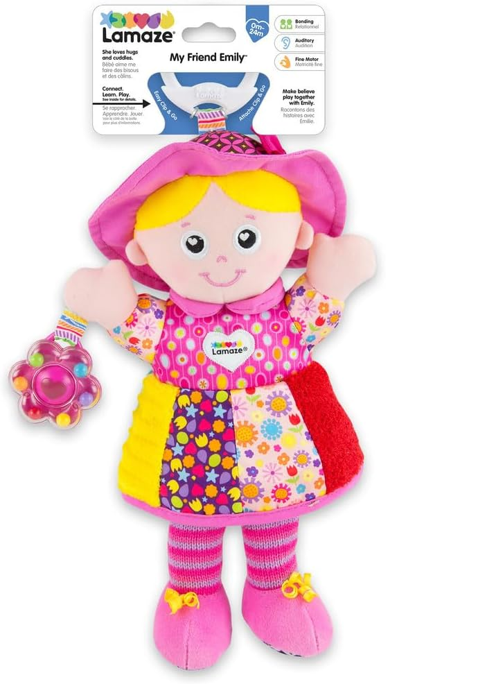 LAMAZE My Friend Emily – Clip-On Sensory Pram Toy for Newborns 0–6 Months