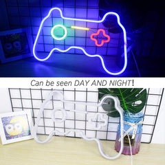 Dimmable Game Neon Sign - USB Powered Blue Gamepad LED Light with Switch for Bedroom Wall Decor, Gaming Room & Party