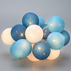 White Cotton Ball LED Fairy Lights – 3.8M Plug-In