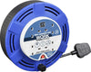 4-Socket Retractable Extension Lead Reel, 10M Cable, Thermal Cut-Out, Blue/Black
