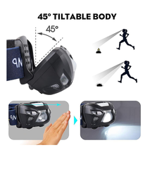 Rechargeable Head Torch - 220 Lumens, 150m Vision, 30 Hour Battery - Waterproof Best Rechargeable Head Torch for Work