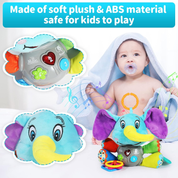 Multifunctional Luminous Plush Elephant – Musical Teething Toy with 12 Songs for Cribs, Strollers & Car Seats