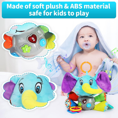 Multifunctional Luminous Plush Elephant – Musical Teething Toy with 12 Songs for Cribs, Strollers & Car Seats