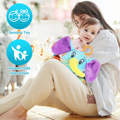 Multifunctional Luminous Plush Elephant – Musical Teething Toy with 12 Songs for Cribs, Strollers & Car Seats