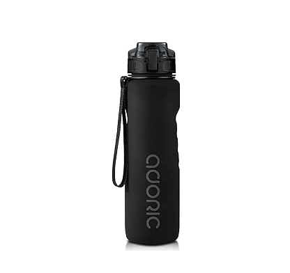 1L Sports Water Bottle – BPA-Free Tritan Leakproof Bottle with Filter & Flip Top, Black