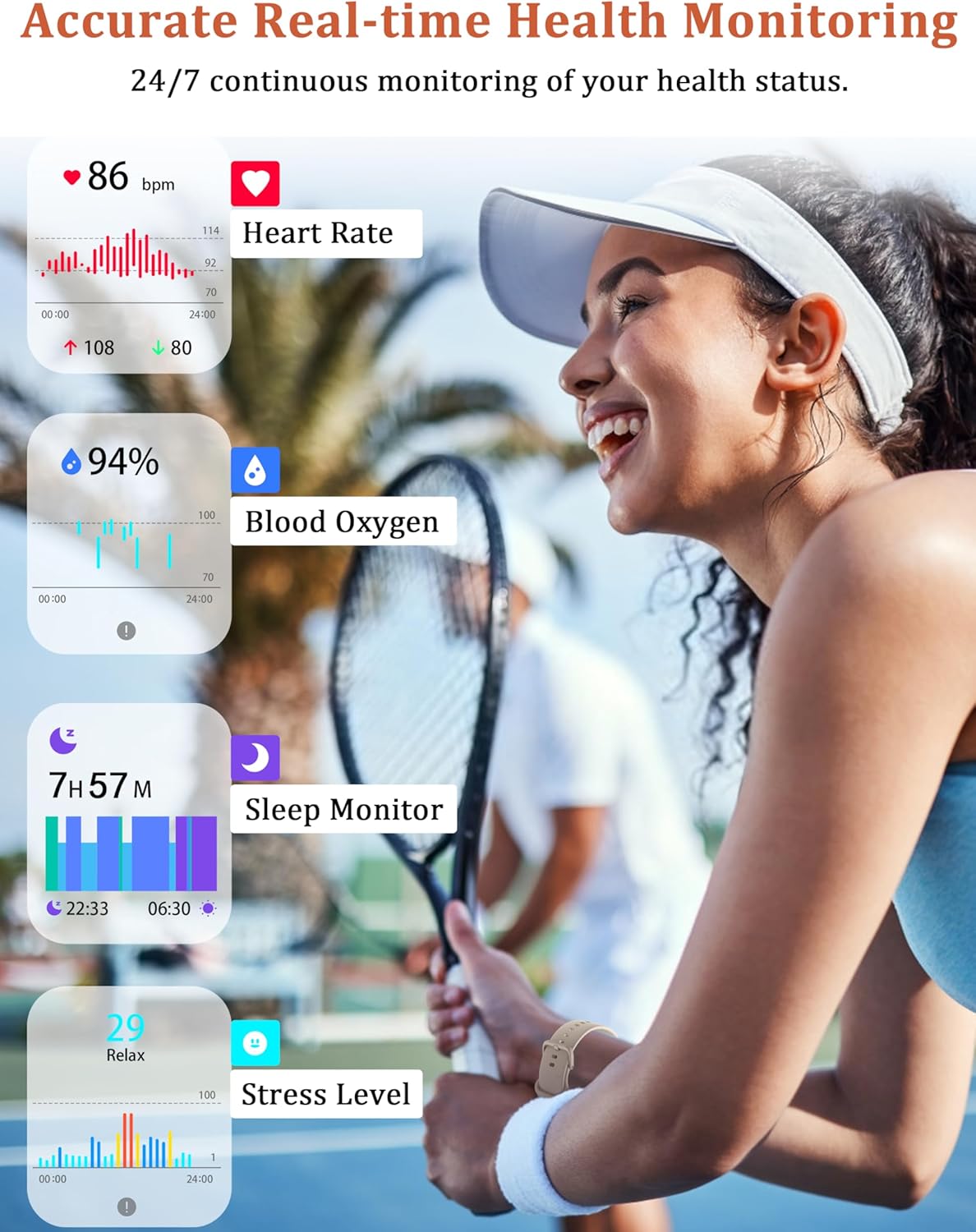 Smart Watch 44mm – Alexa Built-in, Calls, Heart Rate & SpO₂, IP68 Waterproof, 1.83"