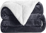 Aspire Homeware Sherpa Fleece Throw Blanket, Soft Fluffy Grey King Size 200x240cm