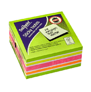 Neon Sticky Notes Cube – 450 Sheets 76x76mm, Bright Assorted Colours