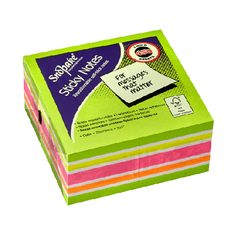 Neon Sticky Notes Cube – 450 Sheets 76x76mm, Bright Assorted Colours