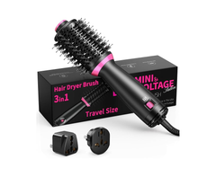 3-in-1 Hair Dryer Brush, Ionic Hot Air Styler, Dual Voltage, 2 Speeds, Frizz-Free