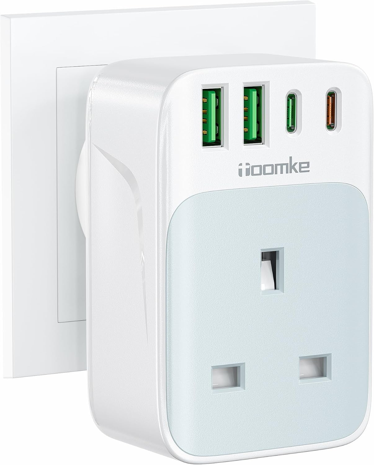 Multi Plug Socket Adapter with 35W PD USB-C Fast Charge, 2 USB-A & 2 USB-C Ports