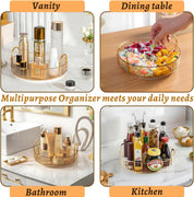 360° Rotating Makeup Organizer – Large Capacity Cosmetic & Vanity Storage (Gold)