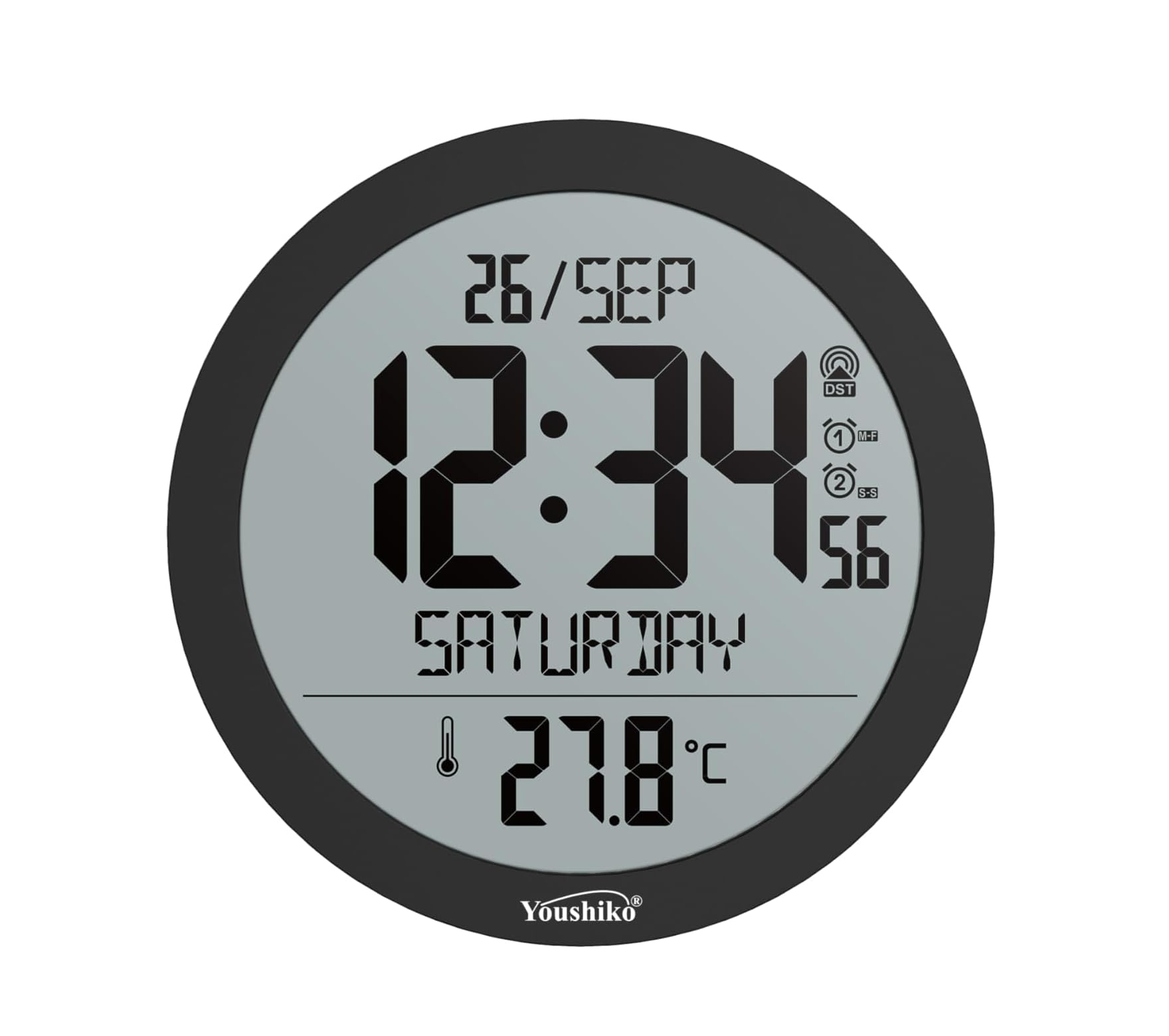 Large Radio Controlled Wall Clock Premium Quality, Temperature Display