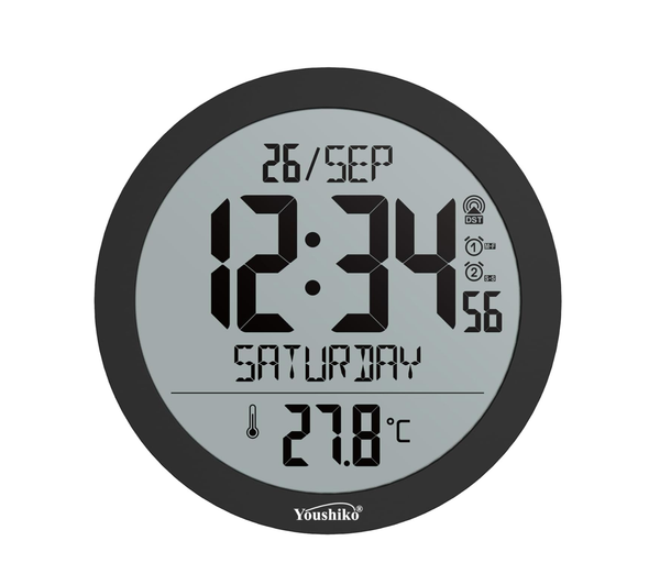 Large Radio Controlled Wall Clock Premium Quality, Temperature Display