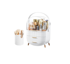 Portable Waterproof Makeup Organizer with Lid – Dustproof Skincare Storage Case for Vanity