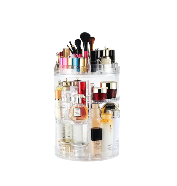 360° Rotating Makeup Organizer – Large Adjustable 8-Layer Cosmetic Storage Box