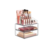 3-Tier Clear Makeup Organizer with Drawer – Cosmetic Storage for Vanity & Countertop
