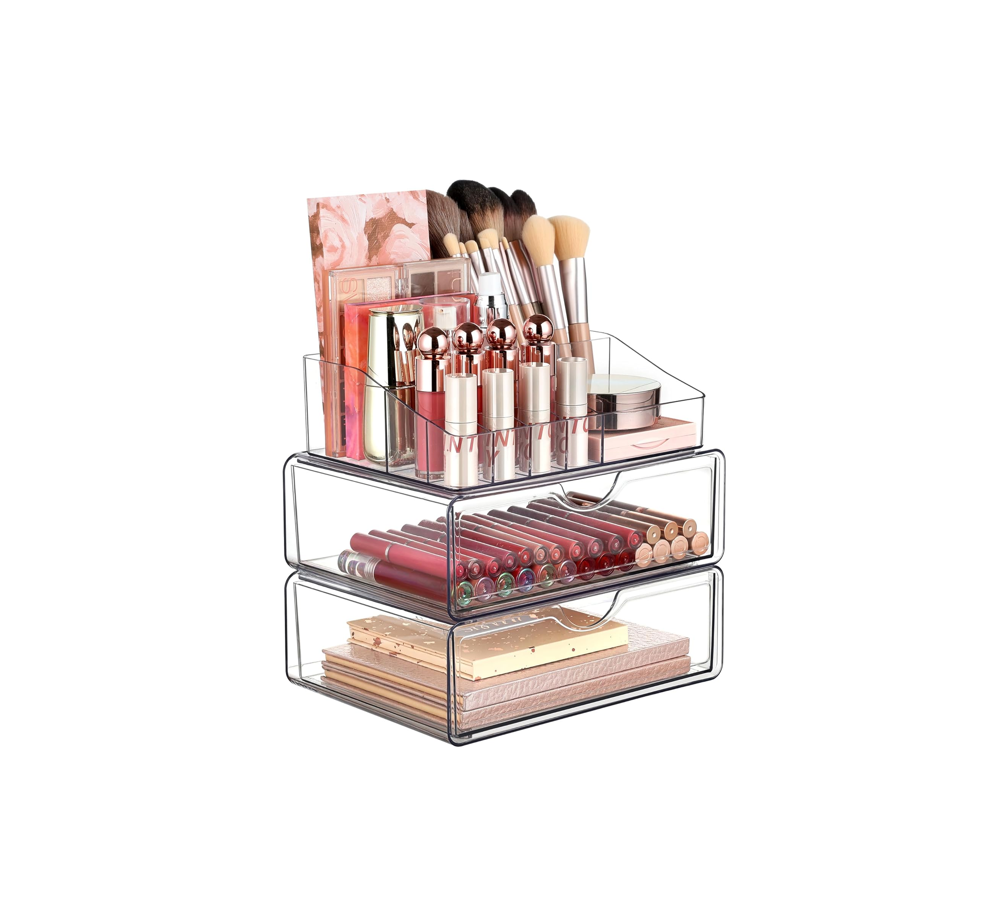 3-Tier Clear Makeup Organizer with Drawer – Cosmetic Storage for Vanity & Countertop