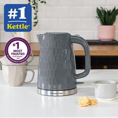 Russell Hobbs Honeycomb 1.7L Cordless Kettle – Fast Boil 3KW, Black, Perfect Pour