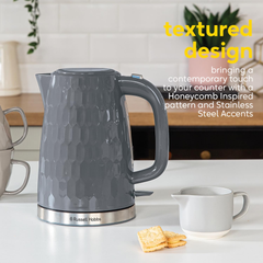 Russell Hobbs Honeycomb 1.7L Cordless Kettle – Fast Boil 3KW, Black, Perfect Pour