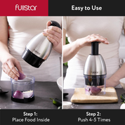 Fullstar Manual Onion & Vegetable Chopper – Stainless Steel Hand Food Dicer, Silver