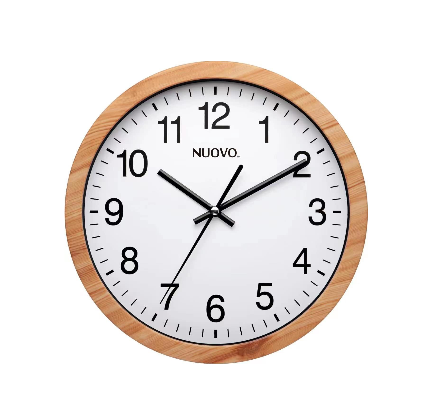 Wood Grain Round Wall Clock – Silent Non-Ticking Vintage Design for Home Rooms